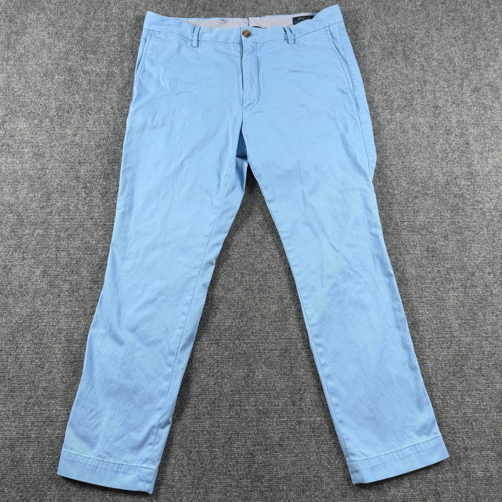 Polo Ralph Lauren Chinos Mens 35/30 Light Blue Stretch Slim Fit Cotton Pants